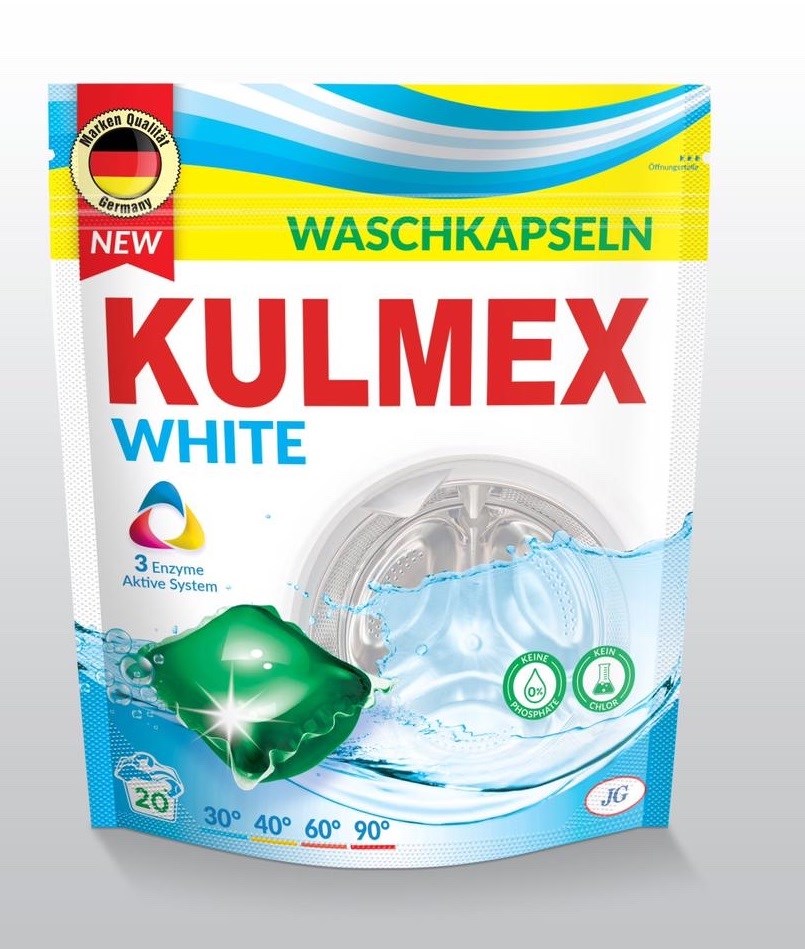 Гелевые капсулы для стирки белых тканей KULMEX - Laundry Universal/ White 20 шт (Doupack)