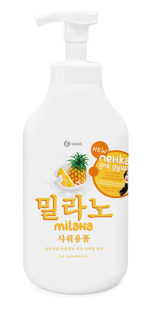 Гель-пенка для душа "MILANA с экстрактом ананаса и молочными протеинами" 750 мл.Пенный триггер