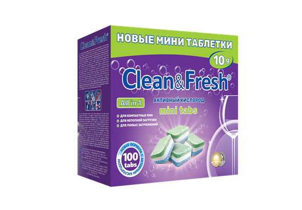 Таблетки для ПММ "Clean&Fresh" Allin1 mini tabs, 100 штук - фото 12660
