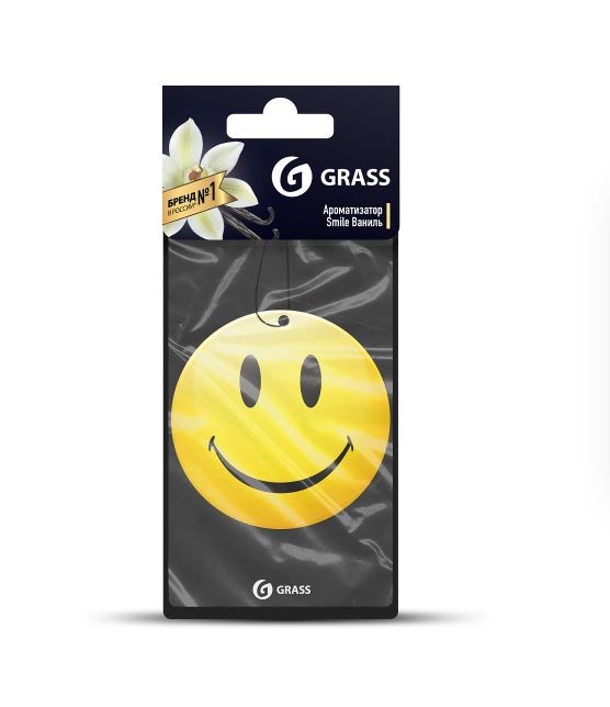 Картонный ароматизатор GRASS "Смайл" (ваниль) - фото 16800