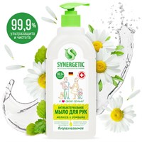 Мыло жидкое для мытья рук  и тела Мелисса и ромашка, чистота и ультразащита 99,9%"  SYNERGETIC 0,5л