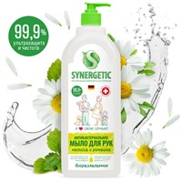 Мыло жидкое для мытья рук  и тела Мелисса и ромашка, чистота и ультразащита 99,9%"  SYNERGETIC 1л