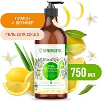 SYNERGETIC Натуральный биоразлагаемый гель для душа SYNERGETIC Сицилийский лимон и ветивер, 0,75л