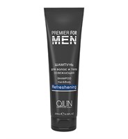 OLLIN PREMIER FOR MEN Шампунь для волос и тела освежающий 250мл/ Shampoo Hair&Body Refreshening